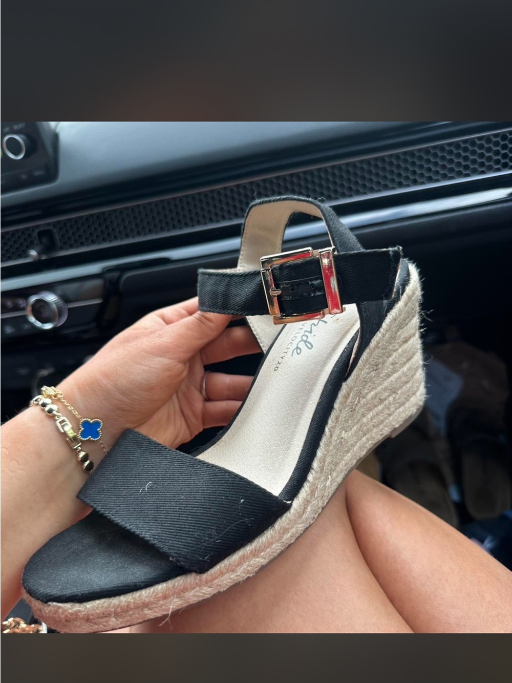 Life Stride Black Espadrille Wedge Sandals with Buckle